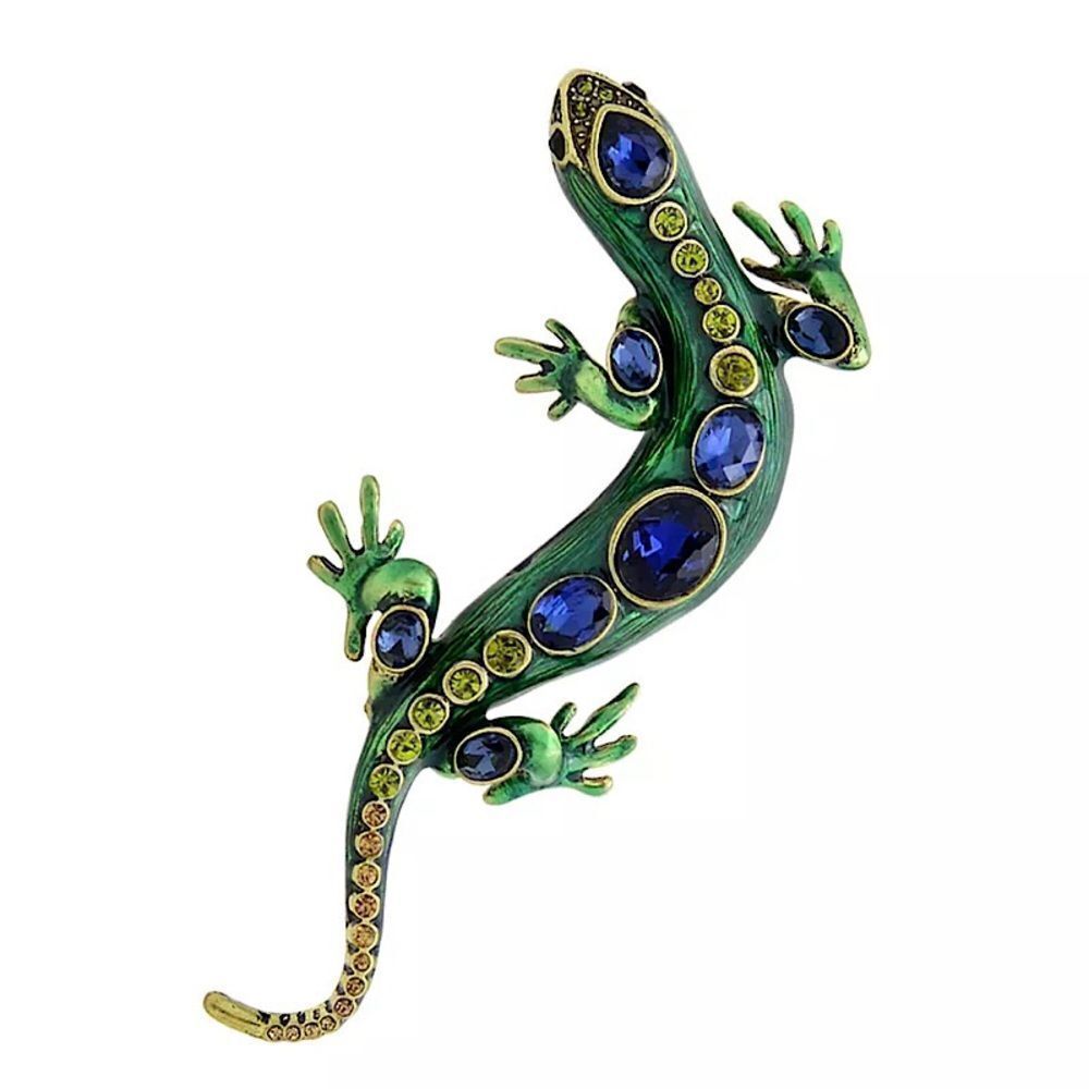 💎245💎 SPECTACULAR BIG CHAMELEON LIZARD‎ CRYSTAL BROOCH PIN